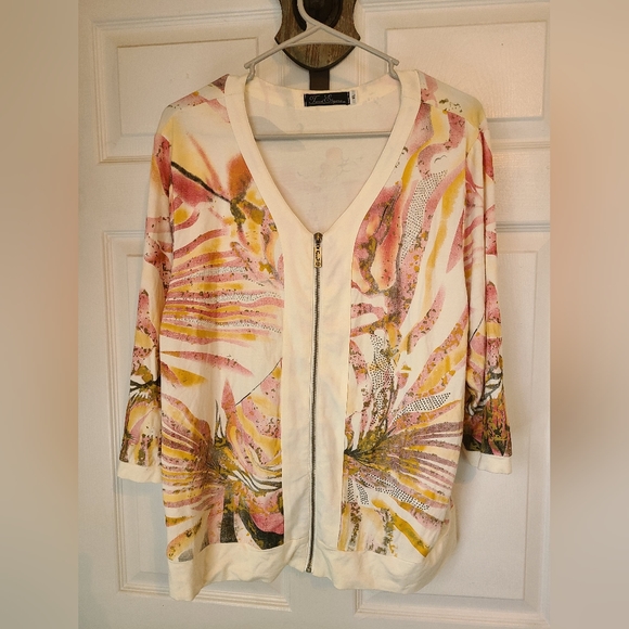 Travel Elegance Woman's Long Sleeve Full Zip Sweater - Picture 8 of 16